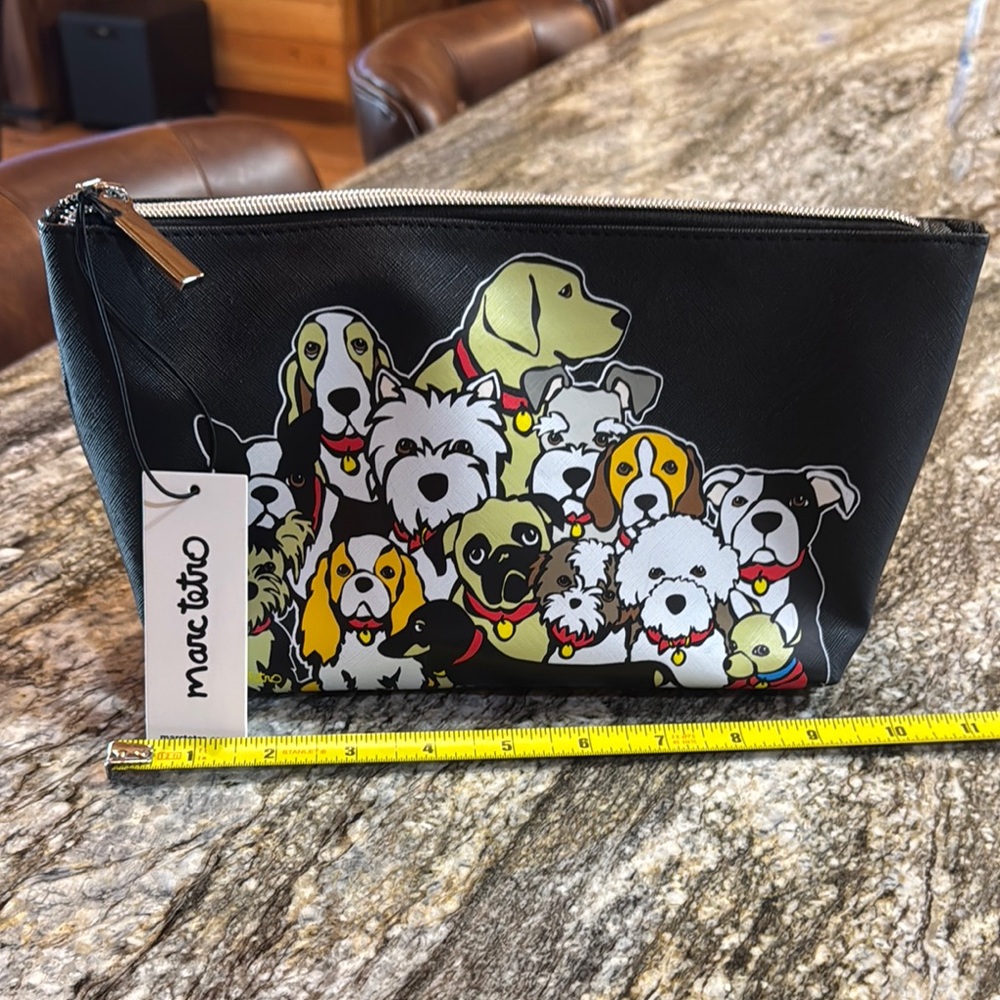 Marc tetro Black Cosmetic Bag with Dog Print dachshund labradore pug terrier